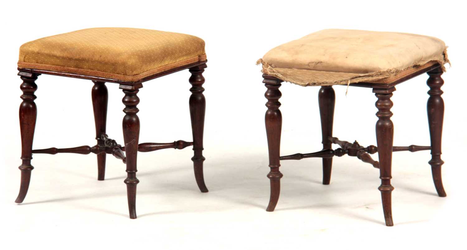 Lot 546 - A PAIR OF MID 19TH CENTURY ROSEWOOD STOOLS