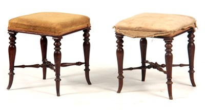 Lot 546 - A PAIR OF MID 19TH CENTURY ROSEWOOD STOOLS...