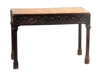 Lot 547 - A 19TH CENTURY OAK GOTHIC STYLE SERVING TABLE...