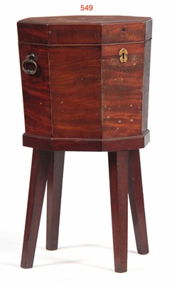 Lot 549 - A GEORGE III OCTAGONAL MAHOGANY WINE COOLER...