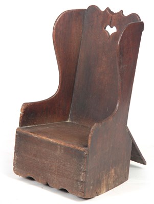 Lot 555 - A GEORGE III BOARDED OAK CHILD'S ROCKING CHAIR...