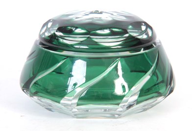 Lot 13 - A VAL ST. LAMBERT GREEN OVERLAY CUT GLASS...