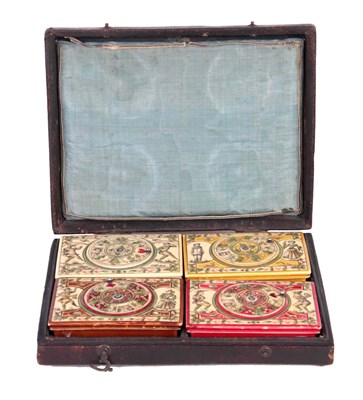 Lot 216 - A SET OF FOUR LOUIS XV IVORY GAMING BOXES...