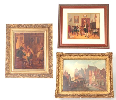 Lot 273 - A COLLECTION OF THREE OIL PAINTINGS, the first...