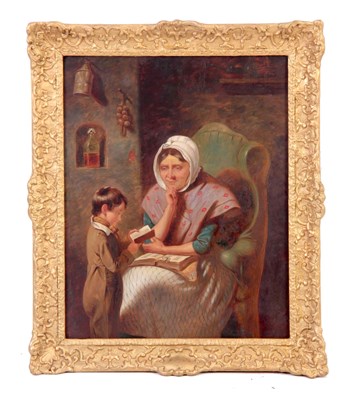 Lot 287 - A 19TH CENTURY OIL ON WOOD PANEL. Young boy...