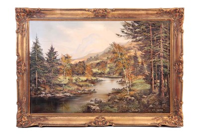 Lot 290 - JOHN CORCORAN BORN 1940 OIL ON CANVAS. River...