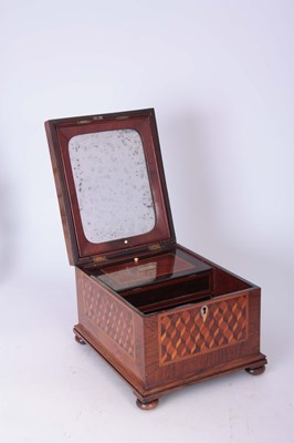 Lot 496 - AN EARLY VICTORIAN ROSEWOOD AND PARQUETRY...