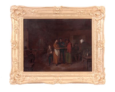 Lot 317 - A 19TH CENTURY OIL ON WOOD PANEL. Interior...