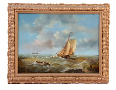 Lot 318 - H. GRAHAM. OIL ON WOOD PANEL. Coastal scene...