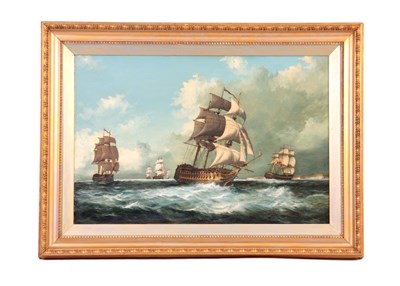 Lot 324 - 19TH CENTURY OIL ON CANVAS. A maritime...