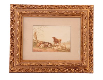 Lot 358 - SIDNEY COOPER R.A. 1803-1902 WATERCOLOUR. Cows...