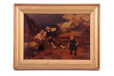 Lot 363 - A 19TH CENTURY CRYSTOLEUM depicting children...