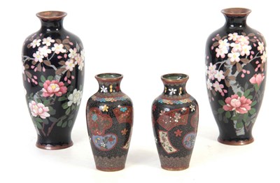 Lot 149 - A PAIR OF CHINESE CLOISONNE ENAMEL OVOID VASES...