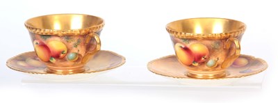 Lot 29 - A PAIR OF SIGNED ROYAL WORCESTER LARGE TEA...