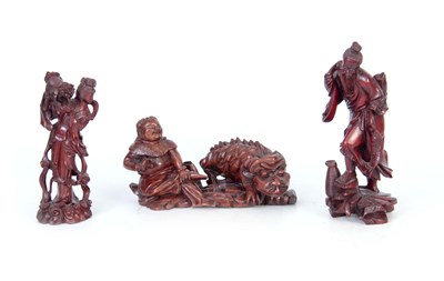 Lot 159 - A SELECTION OF THREE CARVED HARDWOOD CHINESE...