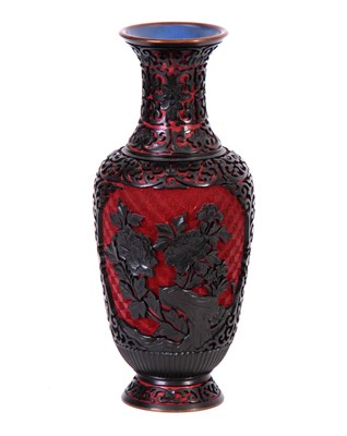 Lot 164 - AN UNUSUAL ORIENTAL BLACK AND RED LACQUERWORK...