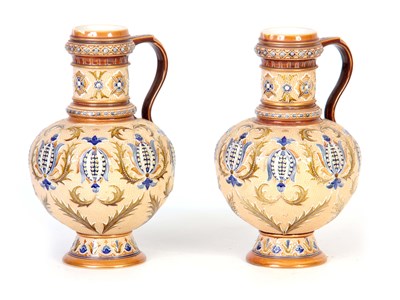 Lot 145 - A PAIR OF LATE 19TH CENTURY METTLACH FOOTED...