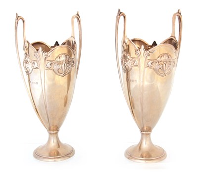 Lot 181 - A STYLISH PAIR OF ART NOUVEAU SILVER-GILT...