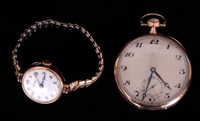 Lot 190 - TAVANNES WATCH CO. AN ART DECO 9CT GOLD OPEN...