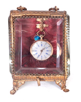 Lot 197 - A 19TH CENTURY 18CT GOLD FOB WATCH IN GILT...