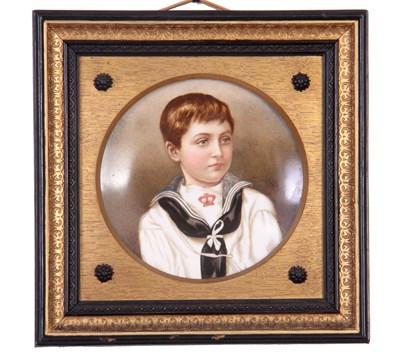 Lot 26 - A LATE 19TH CENTURY DISHED PORCELAIN PLAQUE...