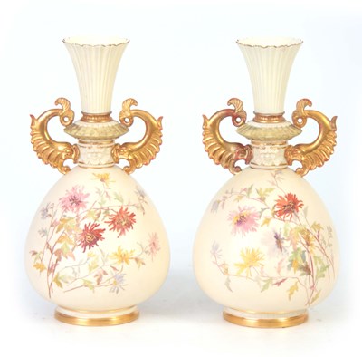 Lot 48 - A LARGE PAIR OF ROYAL WORCESTER ORNATE GILT...