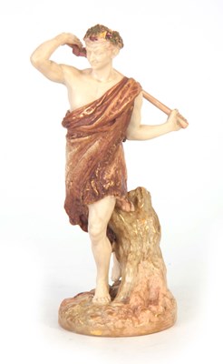 Lot 51 - A ROYAL WORCESTER IVORY GROUND MALE STATUETTE...