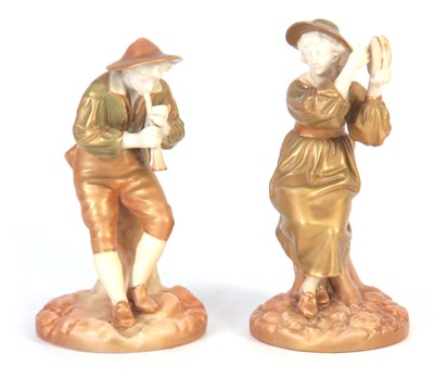 Lot 52 - A PAIR OF ROYAL WORCESTER IVORY GROUND AND...