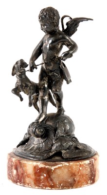 Lot 620 - A 19TH CENTURY HOLLOW METAL FIGURE OF A CHERUB...