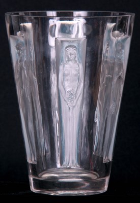 Lot 12 - AN R LALIQUE GOBLET VASE of clear flared form...