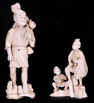 Lot 143 - TWO 19TH CENTURY JAPANESE IVORY OKIMONOS...