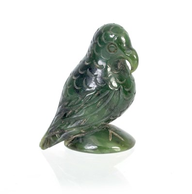 Lot 151 - A SPINACH GREEN CARVED JADE FIGURE OF A BIRD 5....