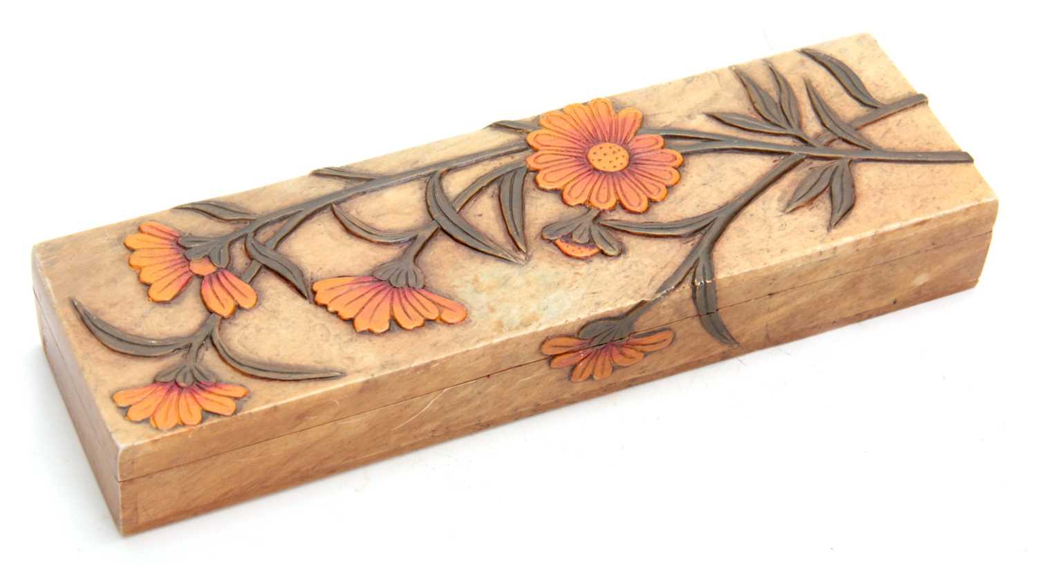 Lot 154 - AN ORIENTAL SLENDER RECTANGULAR LIGHT BROWN