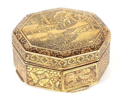 Lot 166 - A MEIJI PERIOD JAPANESE OCTAGONAL GILT...