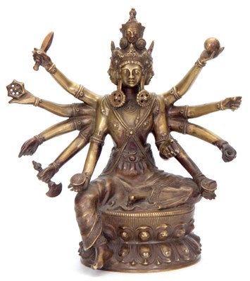 Lot 174 - AN 18TH/19TH CENTURY TIBETAN FIGURAL BRONZE...