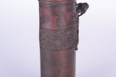 Lot 270 - AN EARLY CHINESE PATINATED BRONZE VASE of...