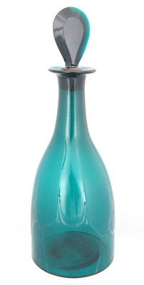 Lot 2 - A LATE GEORGIAN DARK BRISTOL GREEN DECANTER of...