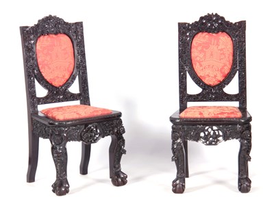 Lot 204 - A PAIR OF 19TH CENTURY CHINESE CARVED HARDWOOD...