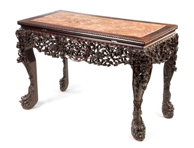 Lot 205 - A 19TH CENTURY CHINESE HARDWOOD SERVING TABLE...