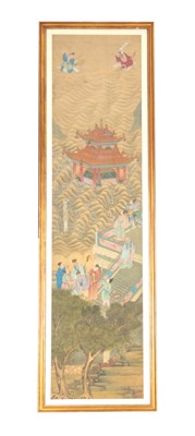 Lot 215 - A LARGE 19TH CENTURY CHINESE PAINTED SILK...