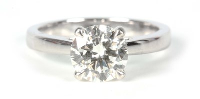 Lot 229 - A LADIES 18CT WHITE GOLD DIAMOND SOLITAIRE...