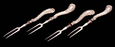 Lot 258 - A SET OF GEORGE III SILVER TWO PRONG FORKS...