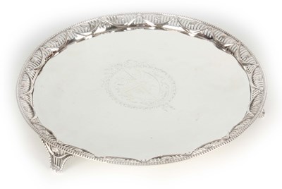 Lot 275 - A GEORGE III SILVER SALVER with pierced...