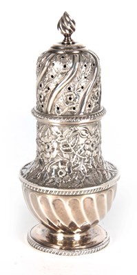 Lot 278 - A VICTORIAN SILVER SUGAR CASTER with embossed...