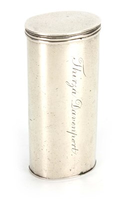 Lot 279 - A GEORGE III SILVER TUBULAR NUTMEG GRATER with...