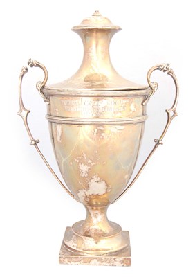 Lot 292 - AN EDWARD VII SILVER TWO-HANDLED TROPHY CUP of...