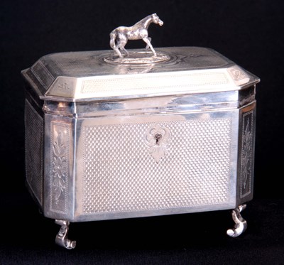 Lot 314 - A 19TH CENTURY CONTINENTAL SILVER TEA CADDY...