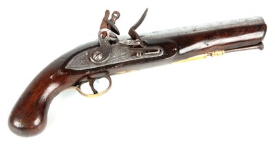 Lot 335 - A GEORGE III LARGE BORE FLINTLOCK PISTOL with...