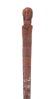 Lot 347 - A 19TH CENTURY SOUTH ISLANDS CARVED WALKING...