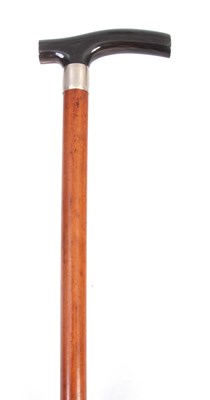 Lot 359 - A 19TH CENTURY MALACCA AND HORN WALKING STICK...